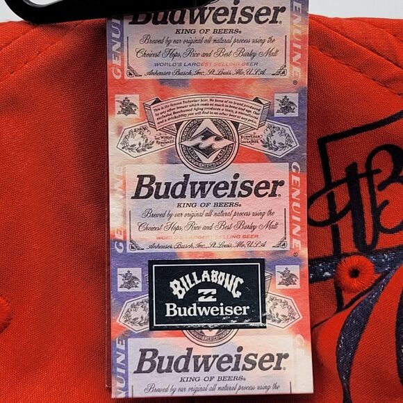 Billabong X Budweiser Mens Womens Hat Snapback Vacay Tropical Red Blue Floral - Picture 10 of 12